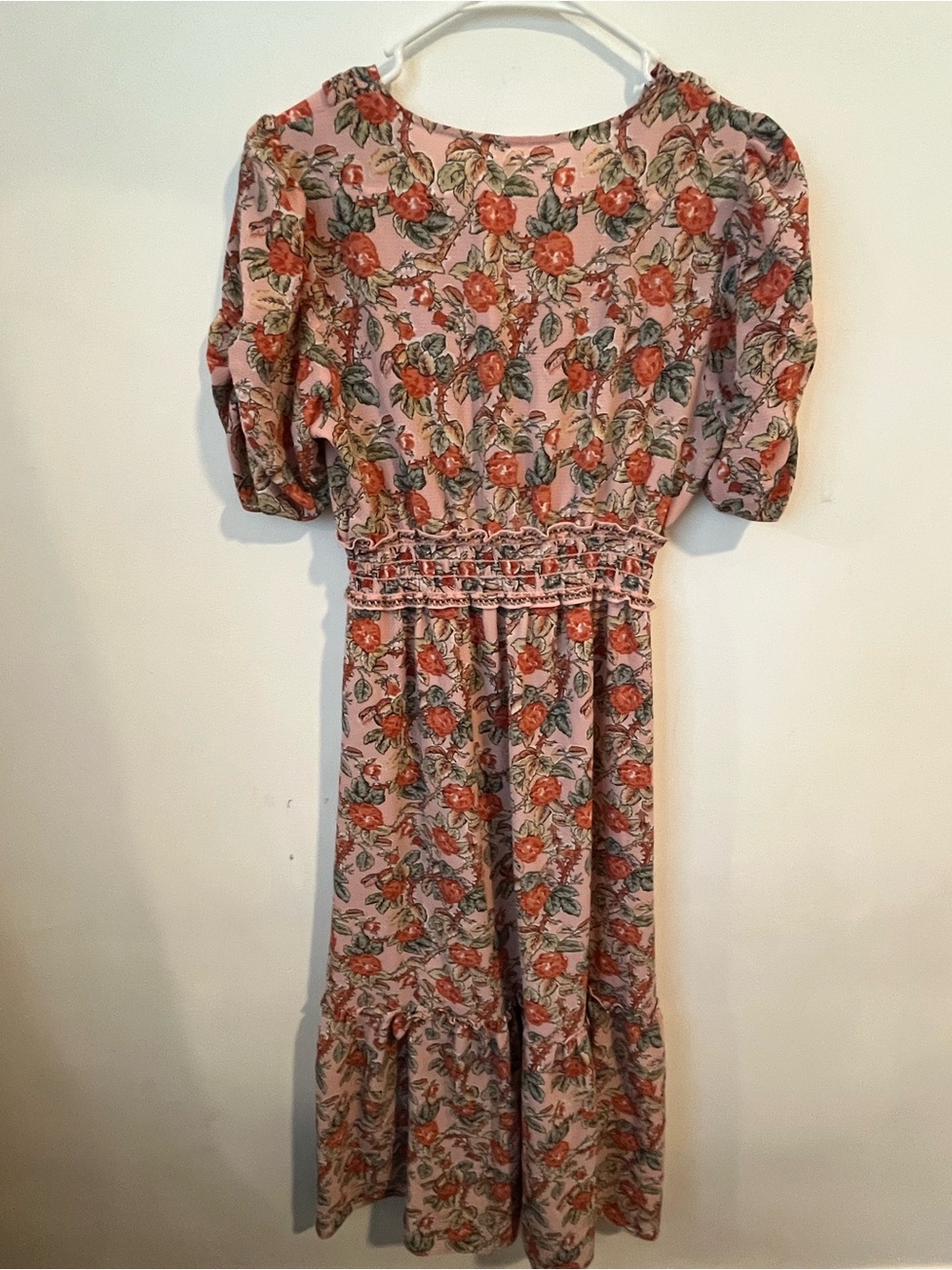 Max Studio Floral V-Neck Midi Dress - Peach Floral - Picture 3 of 13